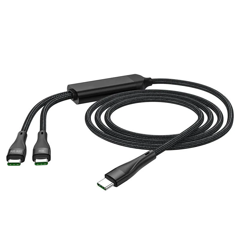 1.2M 100W Input And 20W Output 2-In-1 Type-C To Type-C Data Cable Mx-Cb156