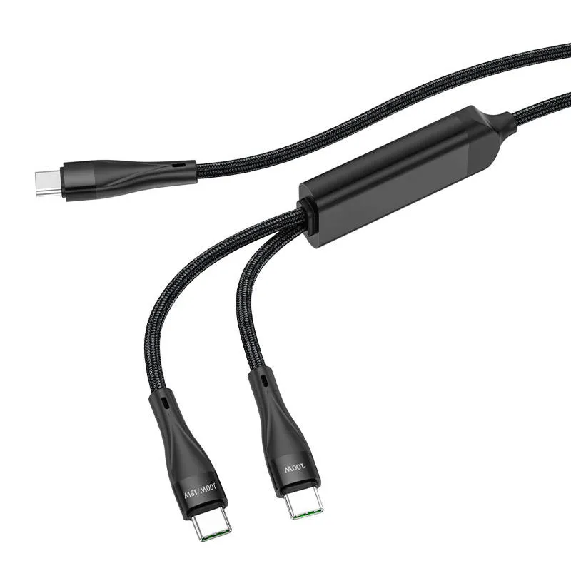 1.2M 100W Input And 20W Output 2-In-1 Type-C To Type-C Data Cable Mx-Cb156