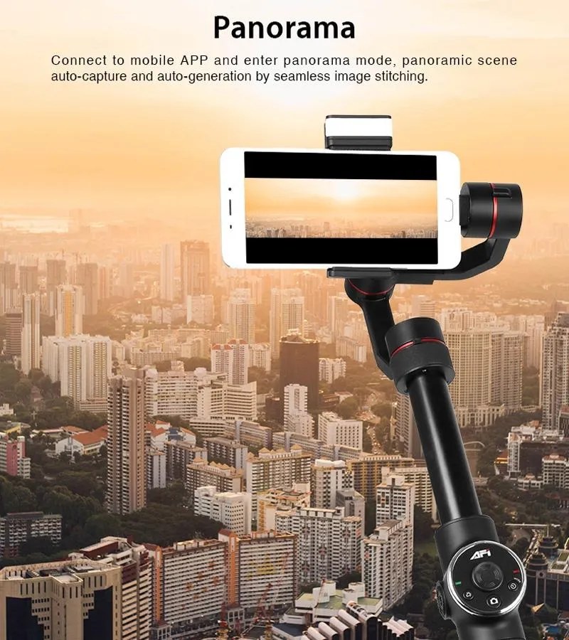 3-Axis Gimbal Stabilizer | Tripod Mount & Fill Light | Smartphone Compatibility | Black