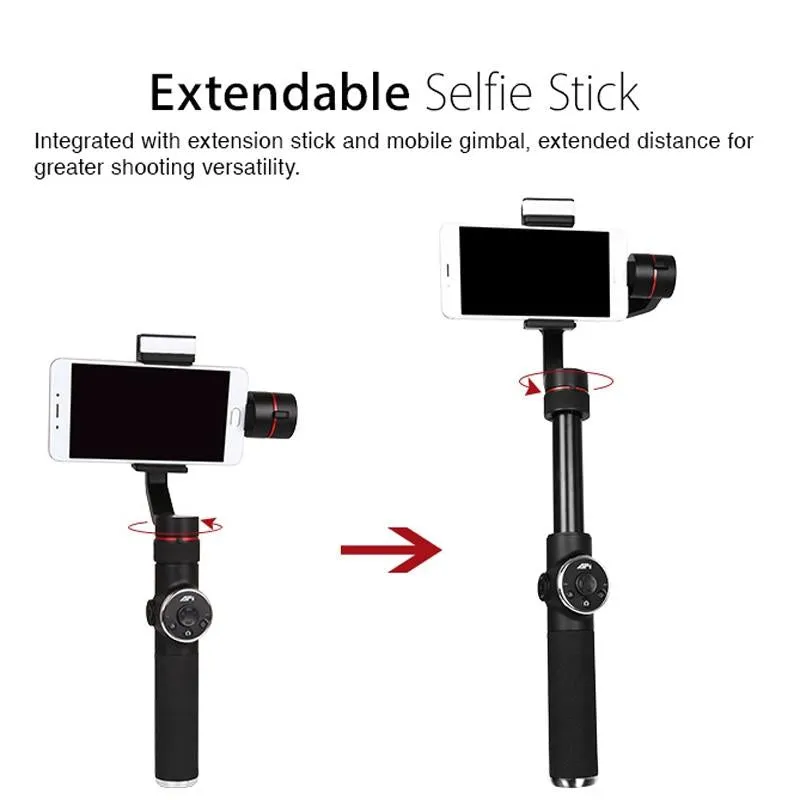 3-Axis Gimbal Stabilizer | Tripod Mount & Fill Light | Smartphone Compatibility | Black