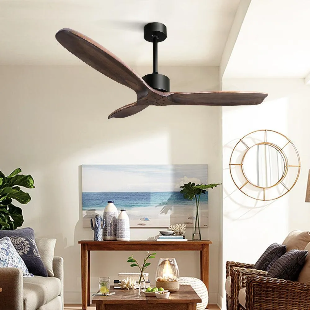 52'' Fan Remote Control 8H Timer 3 Speeds 3 Wooden Blades