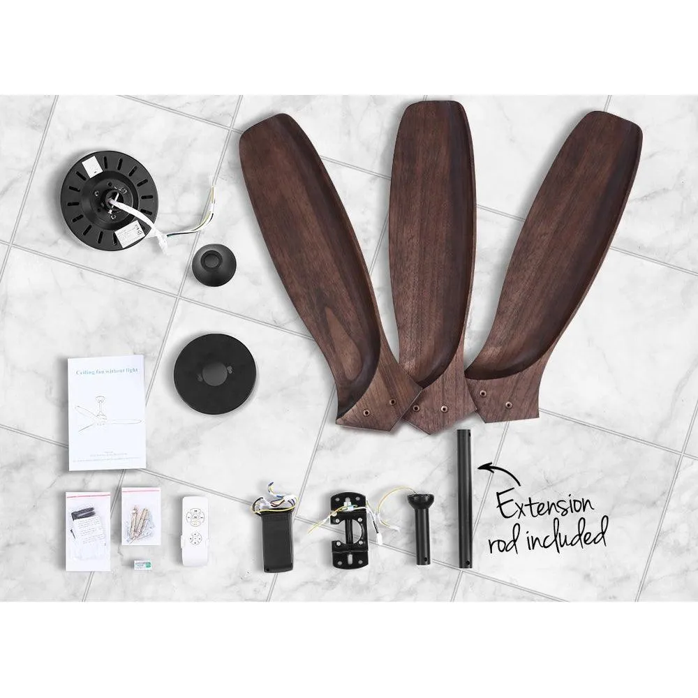 52'' Fan Remote Control 8H Timer 3 Speeds 3 Wooden Blades