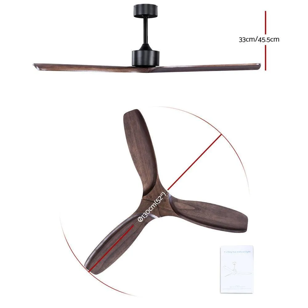 52'' Fan Remote Control 8H Timer 3 Speeds 3 Wooden Blades