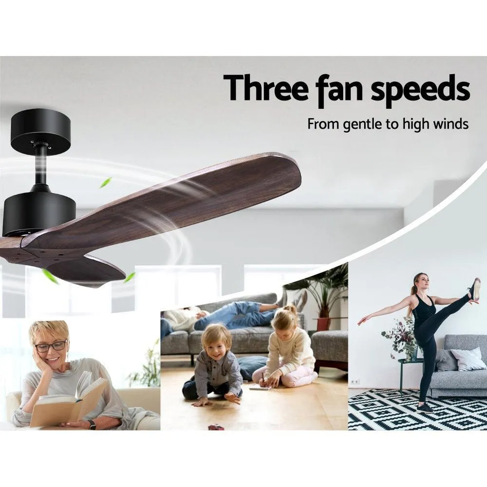 52'' Fan Remote Control 8H Timer 3 Speeds 3 Wooden Blades