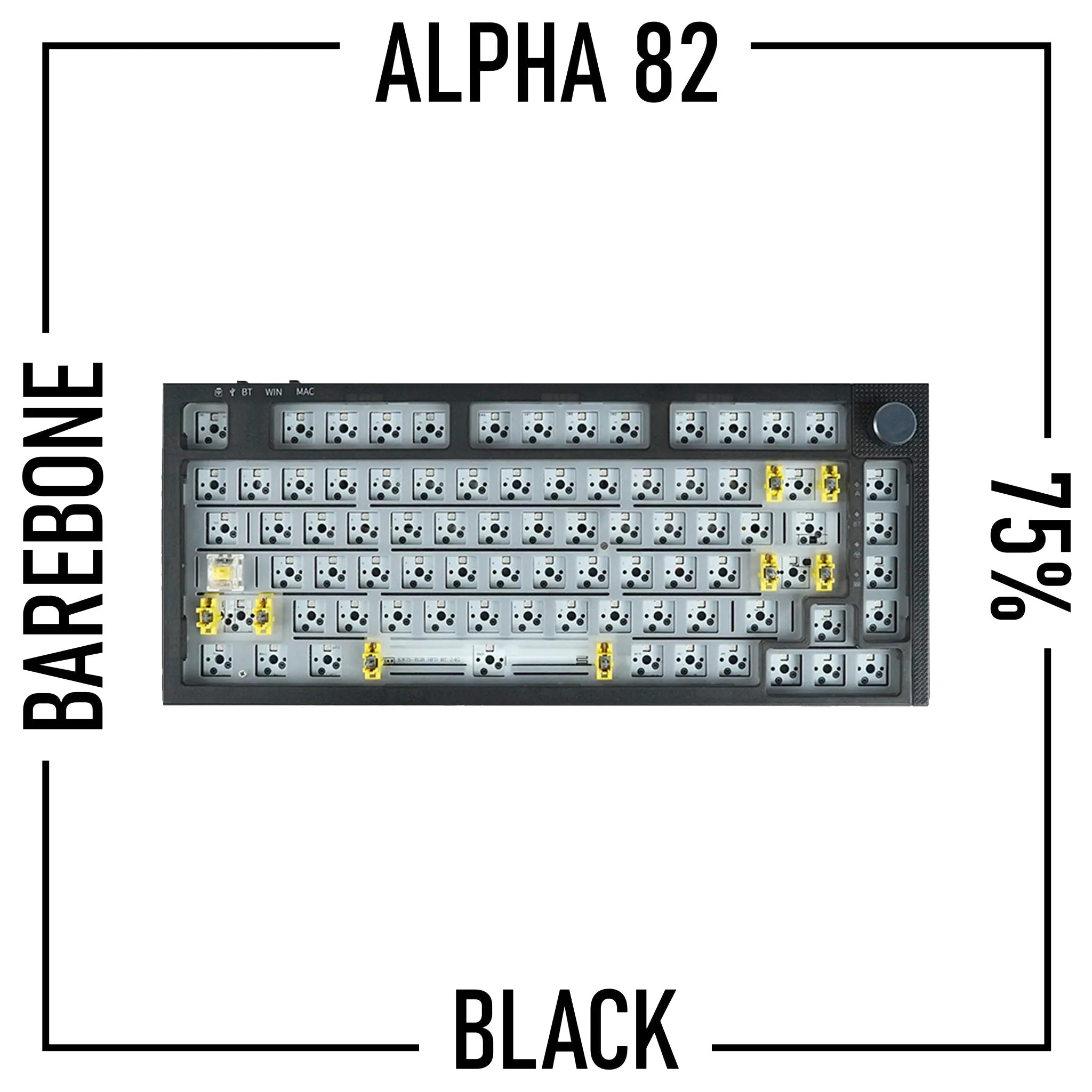 Alpha 82 - 75% Wireless Keyboard Barebone Kit with knob