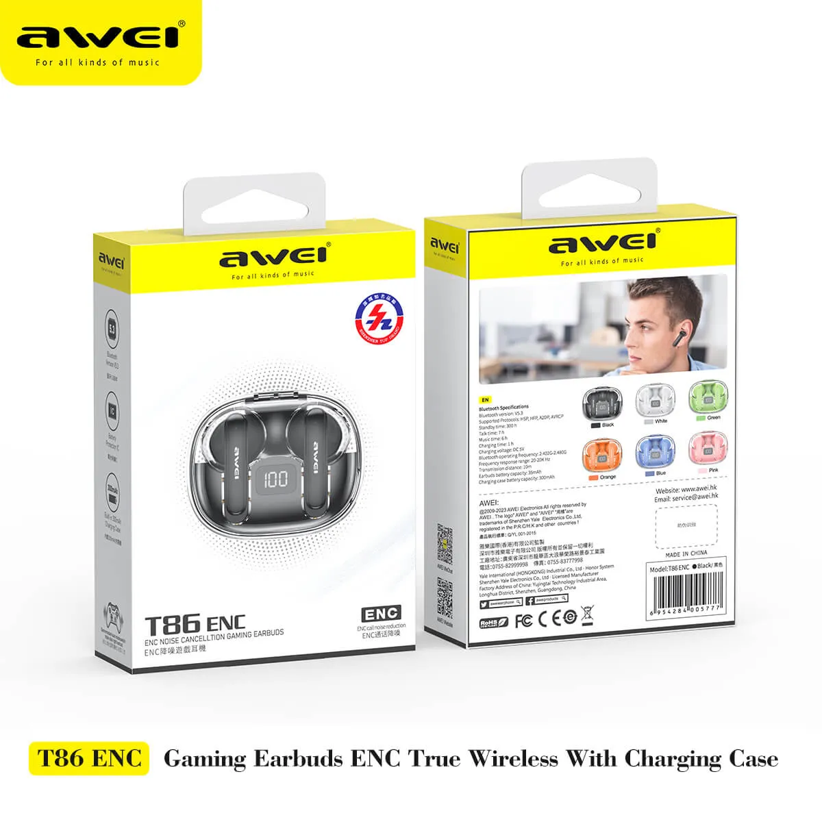 AWEI T86 ENC True Wireless Earbuds