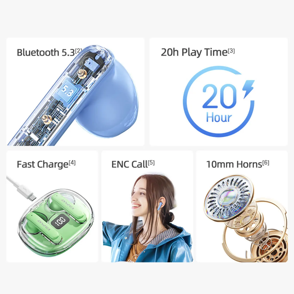 AWEI T86 ENC True Wireless Earbuds