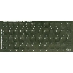 Black Non-transparent Opaque QWERTY Keyboard Stickers - Spanish Overlays for All Keyboards (Spain)