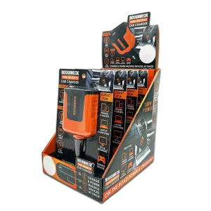 Car Charger  DC 3 Port USB / USB-C / 120V Outlet 100 Watts - 4 Pieces Per Retail Ready Display 23861