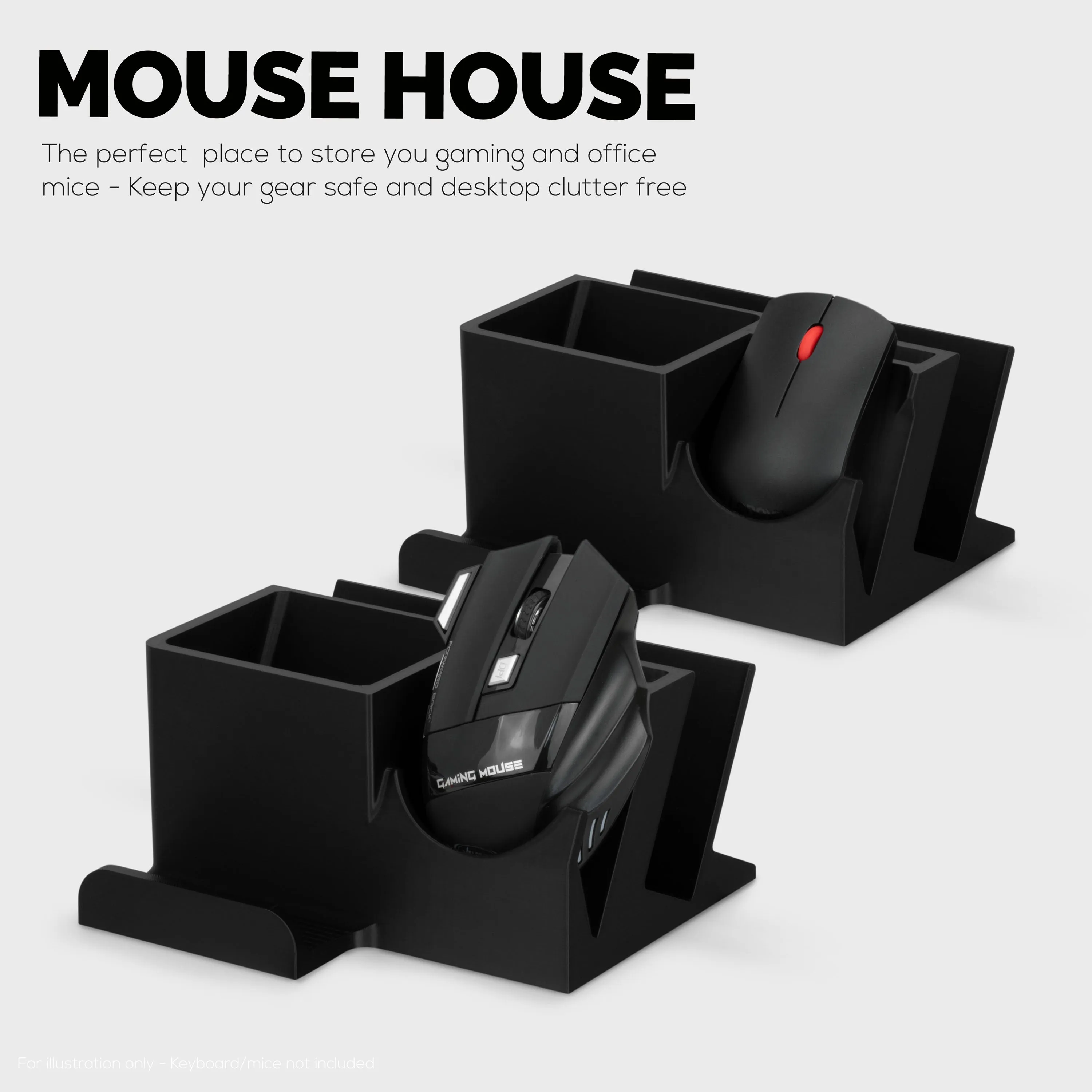 Desktop Keyboard, Mouse & Phone Stand Holder w/ Stationary Storage, Suitable for Small Or Large Keyboards, Tablets, Gaming & Office Mice
