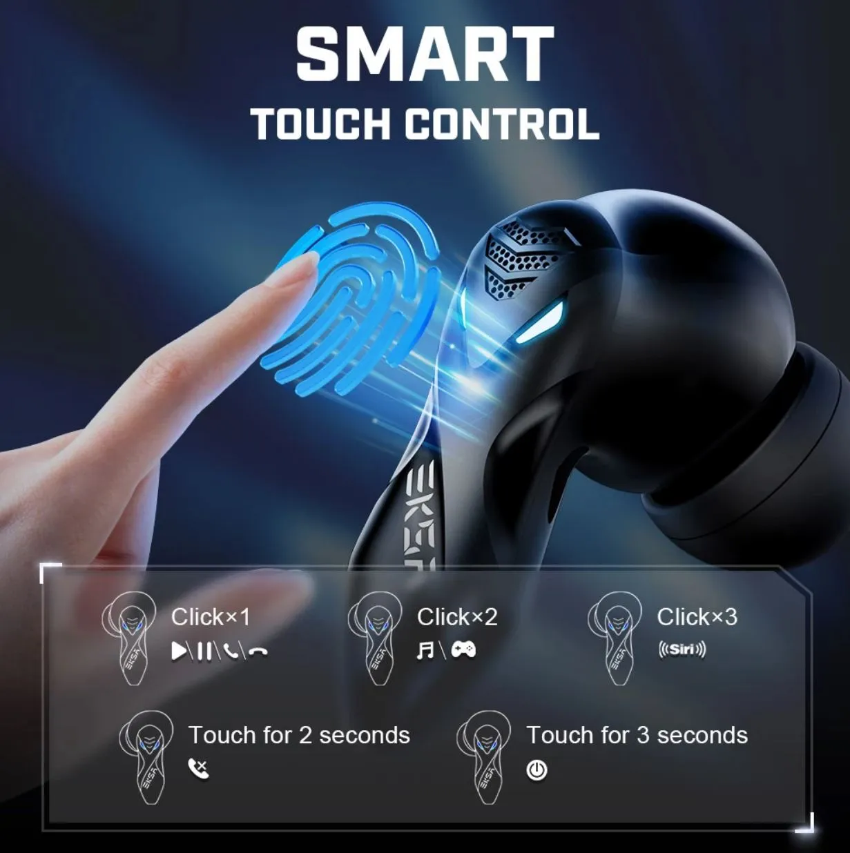 Eksa GT1 Bluetooth 5.0 TWS Wireless Gaming Earbuds with Low Latency and HIFI Level Sound Quality