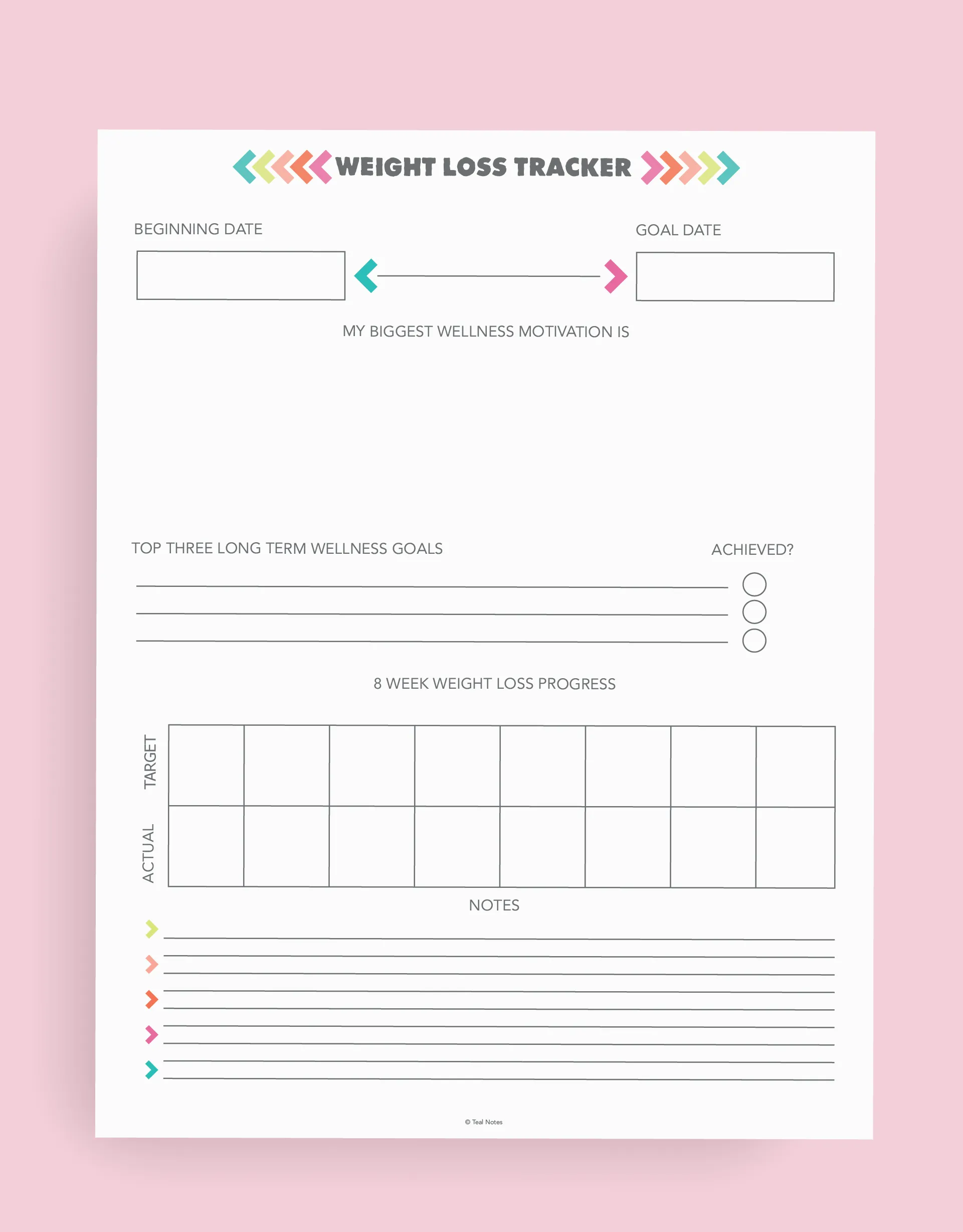 Fitness Journal Printable Kit (50 Pages)