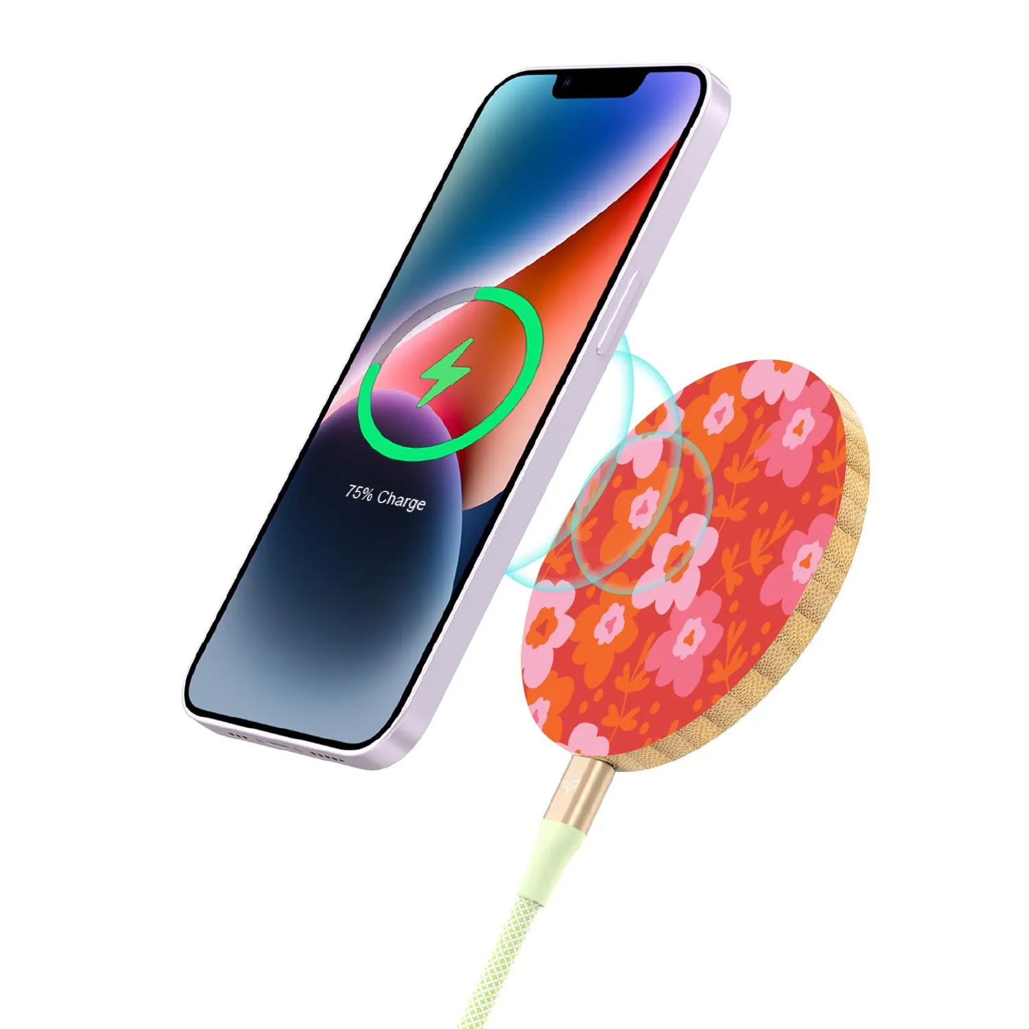 Floral Burst - Bamboo Wireless Charger