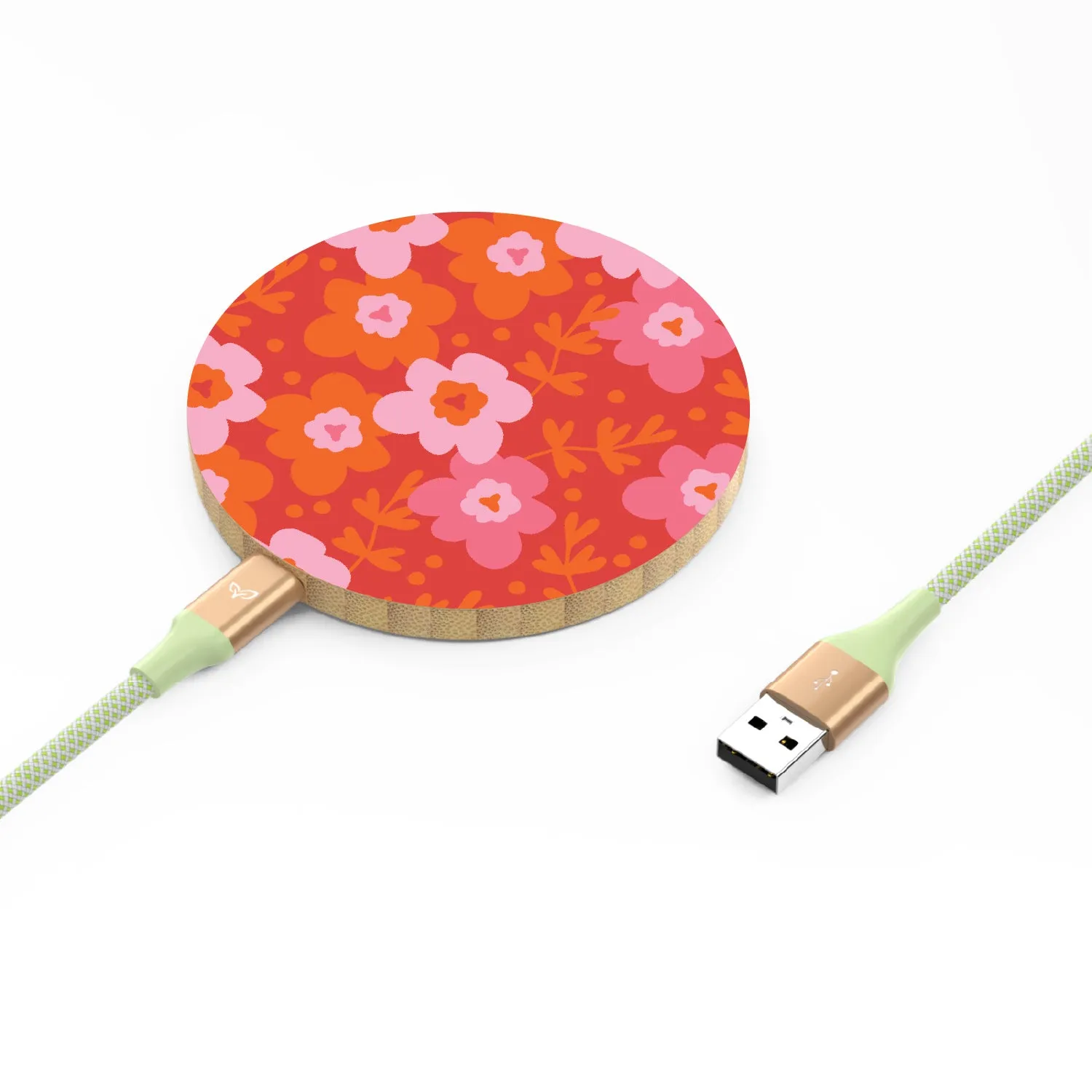 Floral Burst - Bamboo Wireless Charger