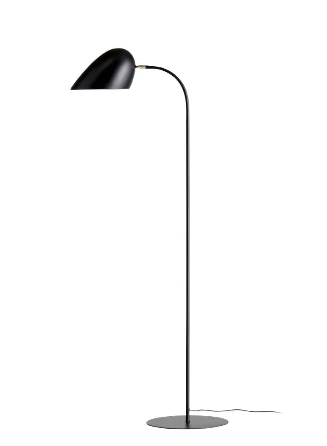 Hitchcock Floor Lamp - Elegant Black Matte Steel with Fabric Cord