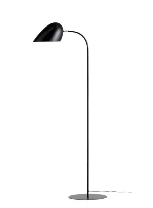 Hitchcock Floor Lamp - Elegant Black Matte Steel with Fabric Cord