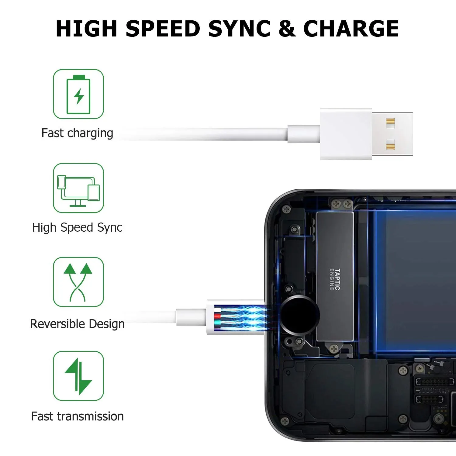 Infinite Power, iPhone Lightning Cable, 3 Pack 3FT USB Cable, Compatible with iPhone Xs,Xs Max,XR,X,8,8 Plus,7,7 Plus,6S,6S Plus,iPad Air,Mini,iPod Touch,Case, Charging & Syncing Cord