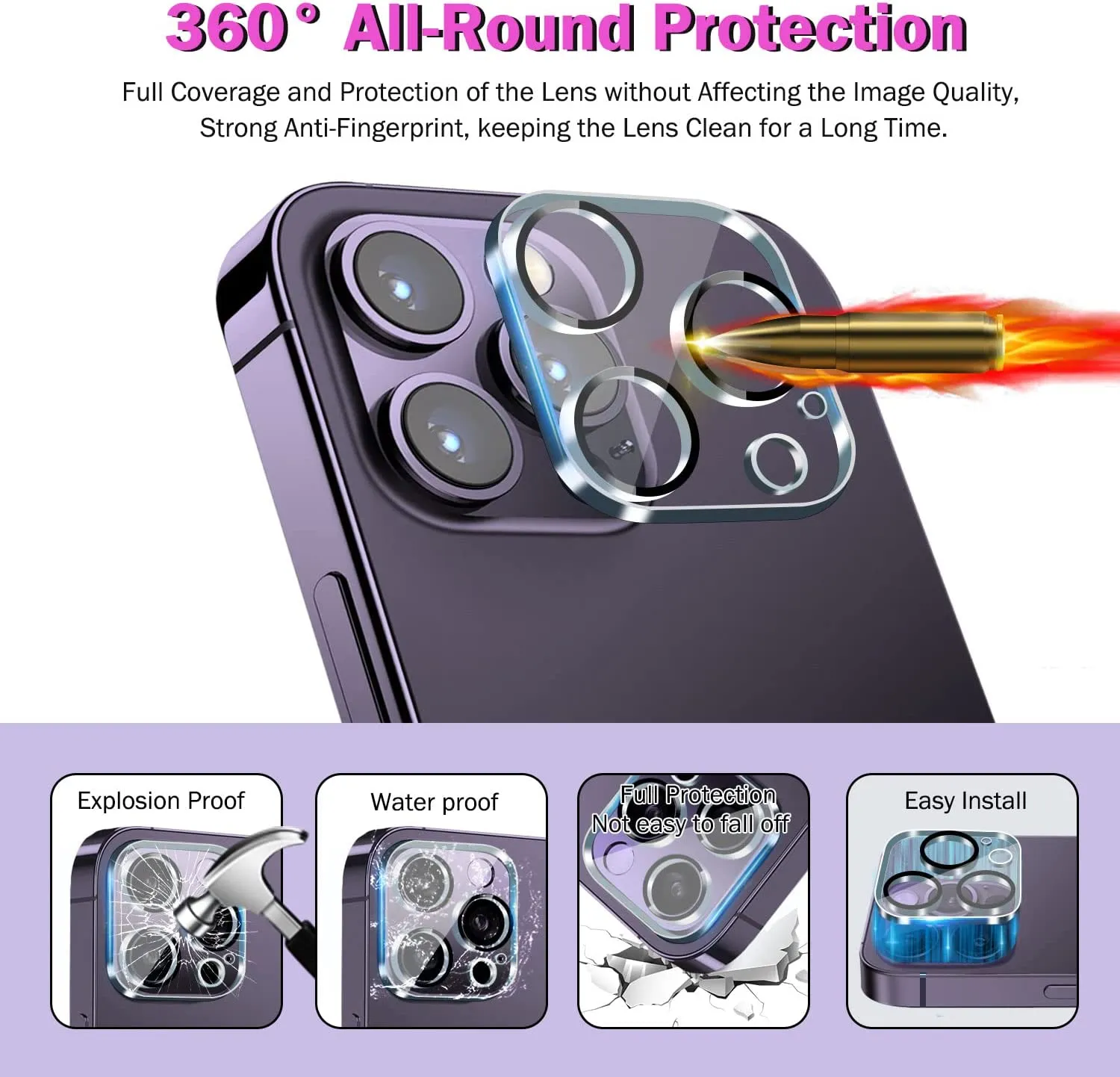 iPhone 14 Pro Max 6.7 Inch with 3 Pack Included Easy to Install Frame