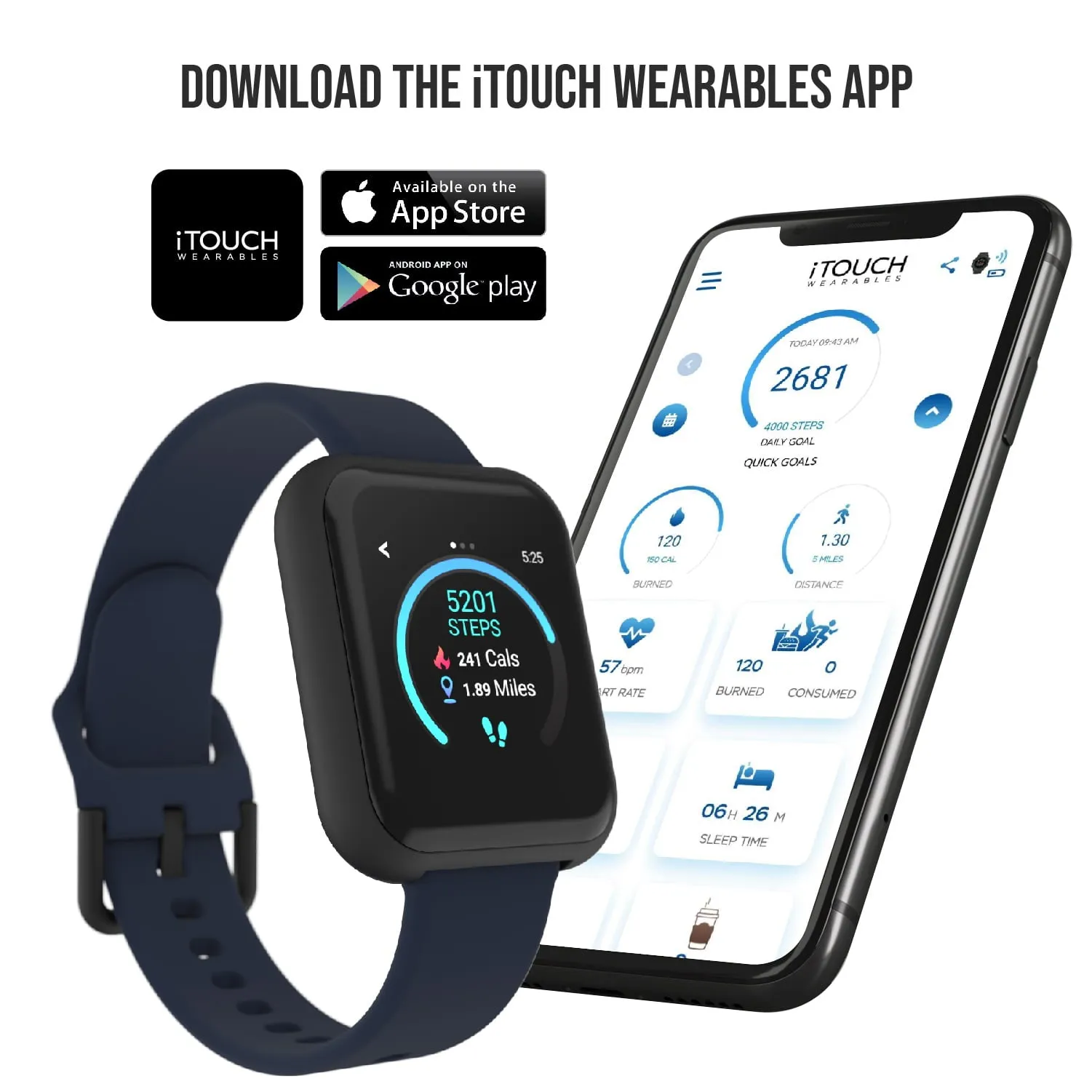 iTOUCH Air 3 Smart watch Fitness Tracker, Heart Rate 40mm Case