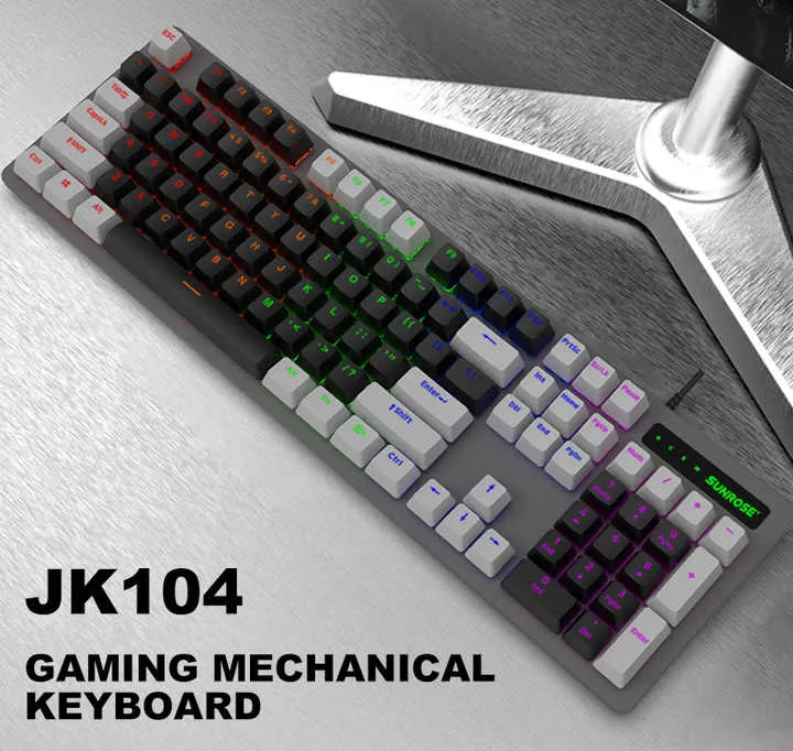 JK104 ABS لوحة مفاتيح سلكية ميكانيكية RGB . JK104 ABS Wired Mechanical Keyboard RGB Backlit