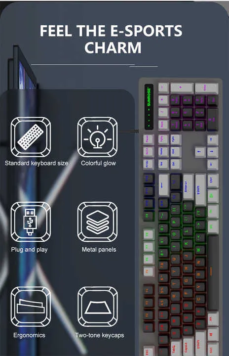 JK104 ABS لوحة مفاتيح سلكية ميكانيكية RGB . JK104 ABS Wired Mechanical Keyboard RGB Backlit
