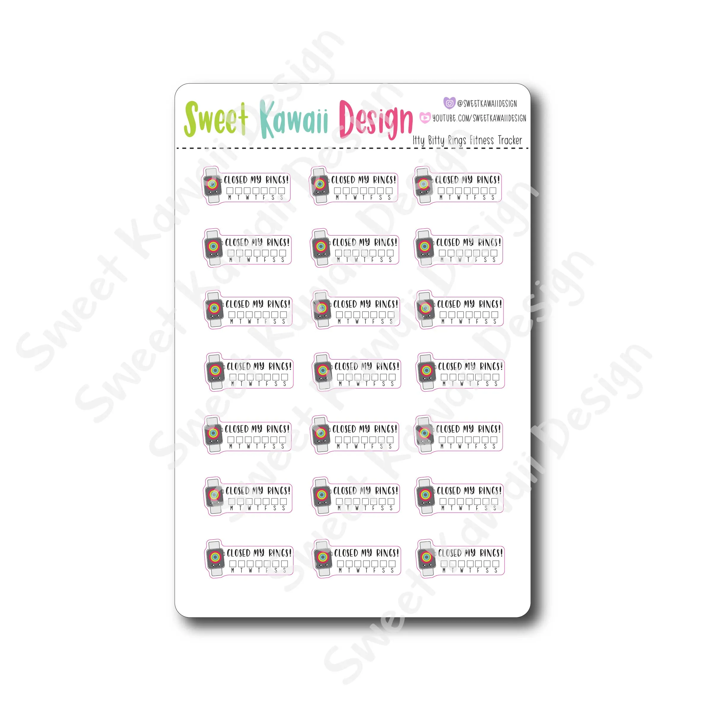 Kawaii Rings Fitness Tracker Stickers