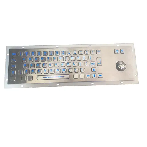 KBS-PC-D-LED Stainless Steel LED Keyboard with Integrated Trackball