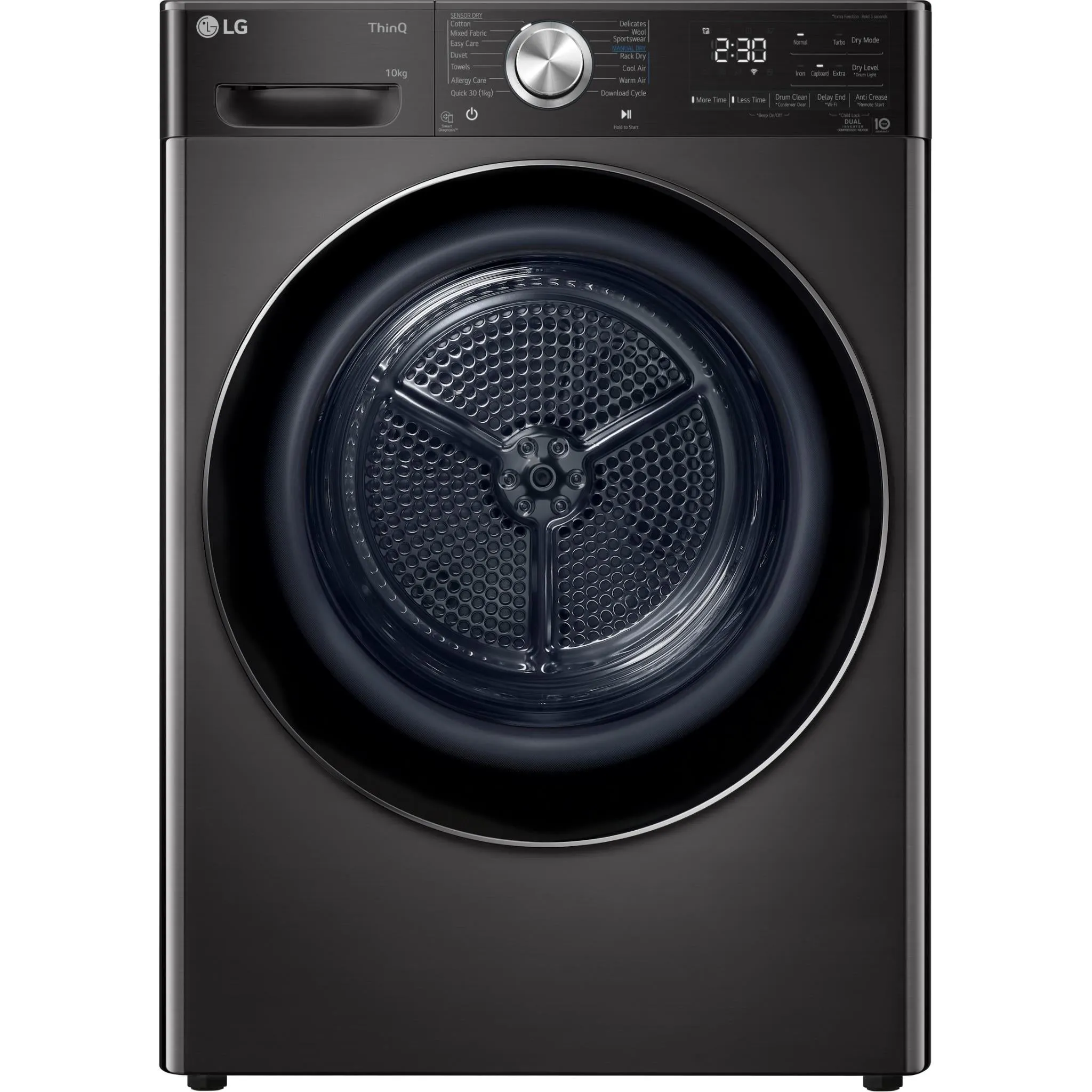 LG DVH10-10B 10kg Series 10 Heat Pump Dryer (Black Steel)