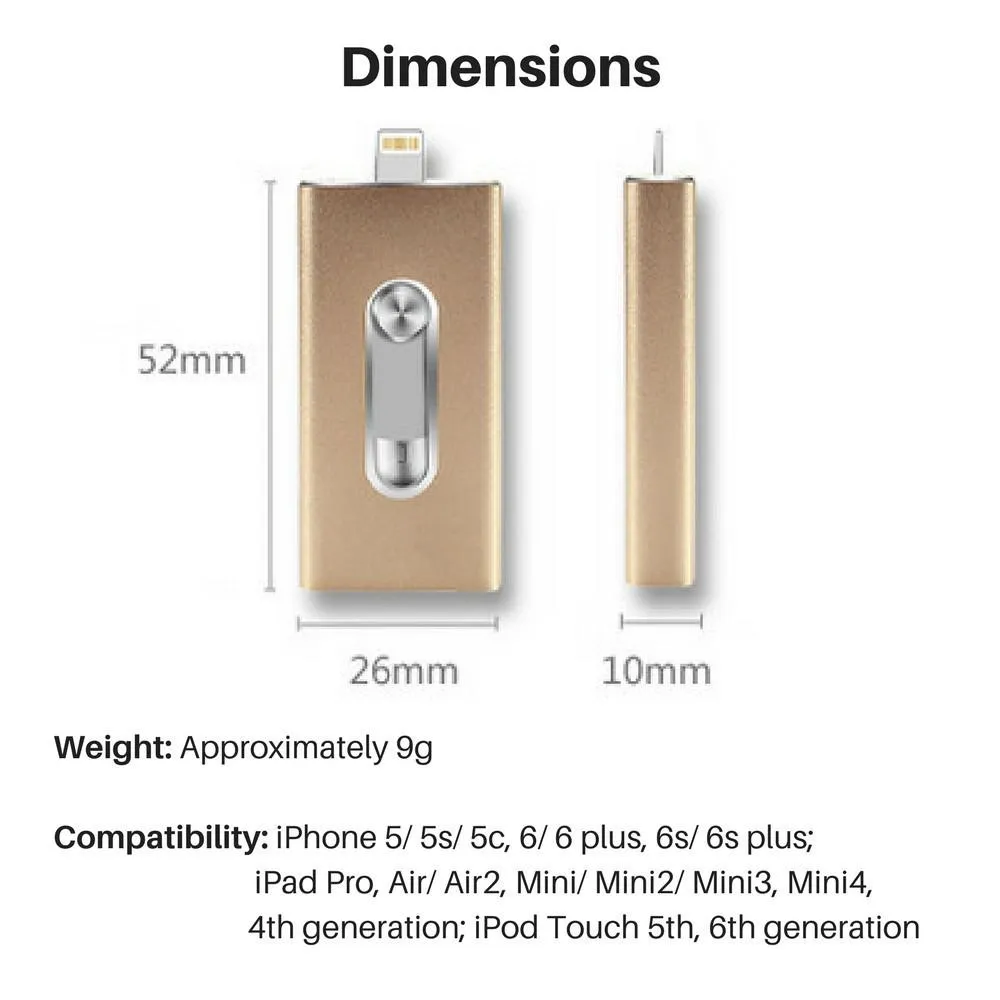 Mini Flash Drive 64GB USB3.0 for iPhone and iPad