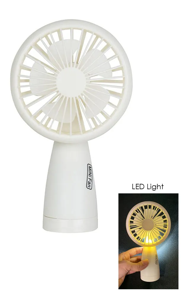 MO0009 White Portable Flash Light Mini Fan (USB Chargeable)