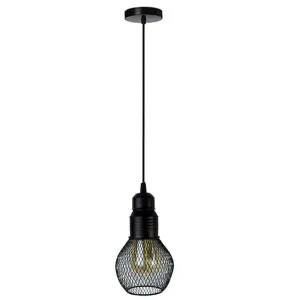 Modern Ceiling Pendant Lamp Cage Fitting Black - Small Vintage Light