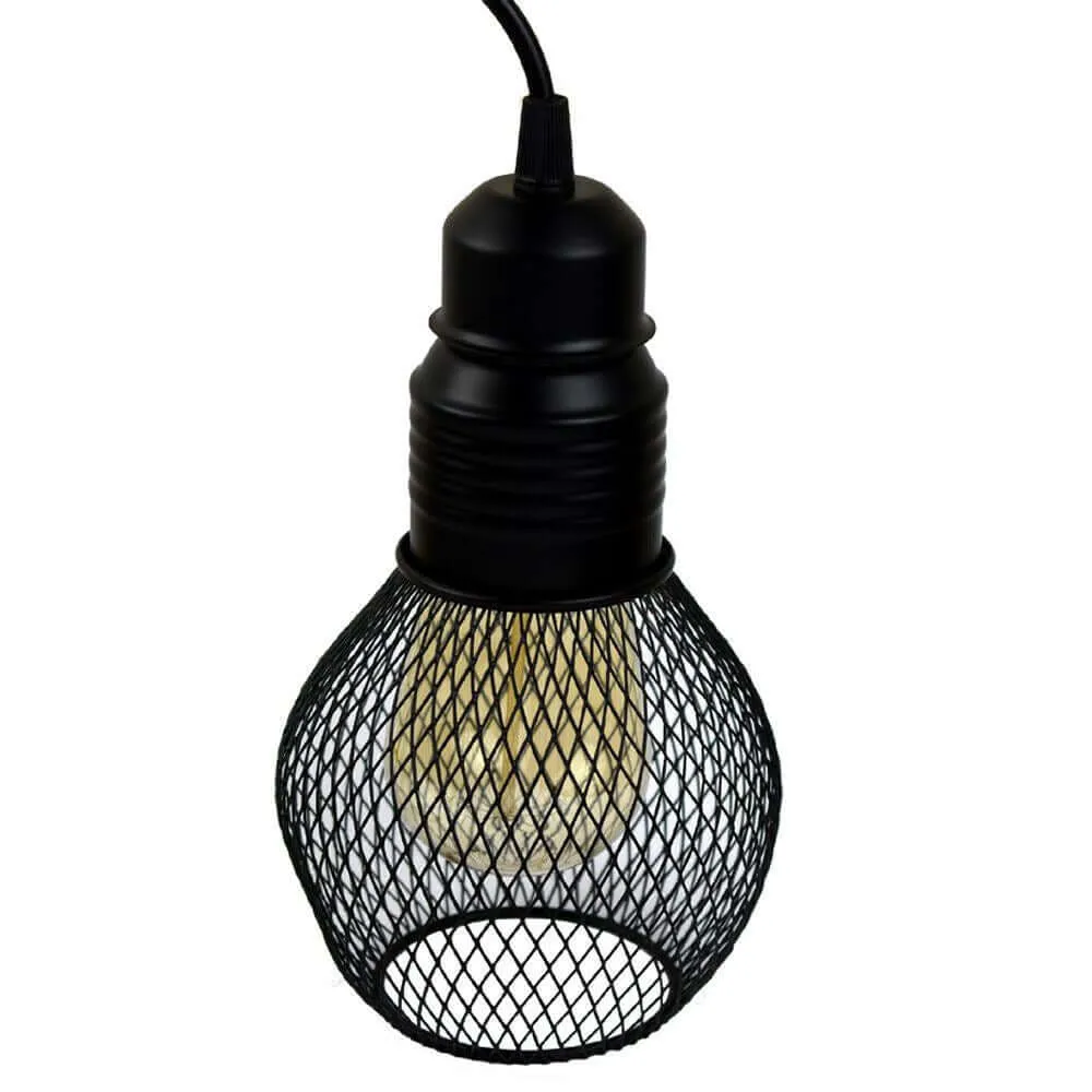 Modern Ceiling Pendant Lamp Cage Fitting Black - Small Vintage Light