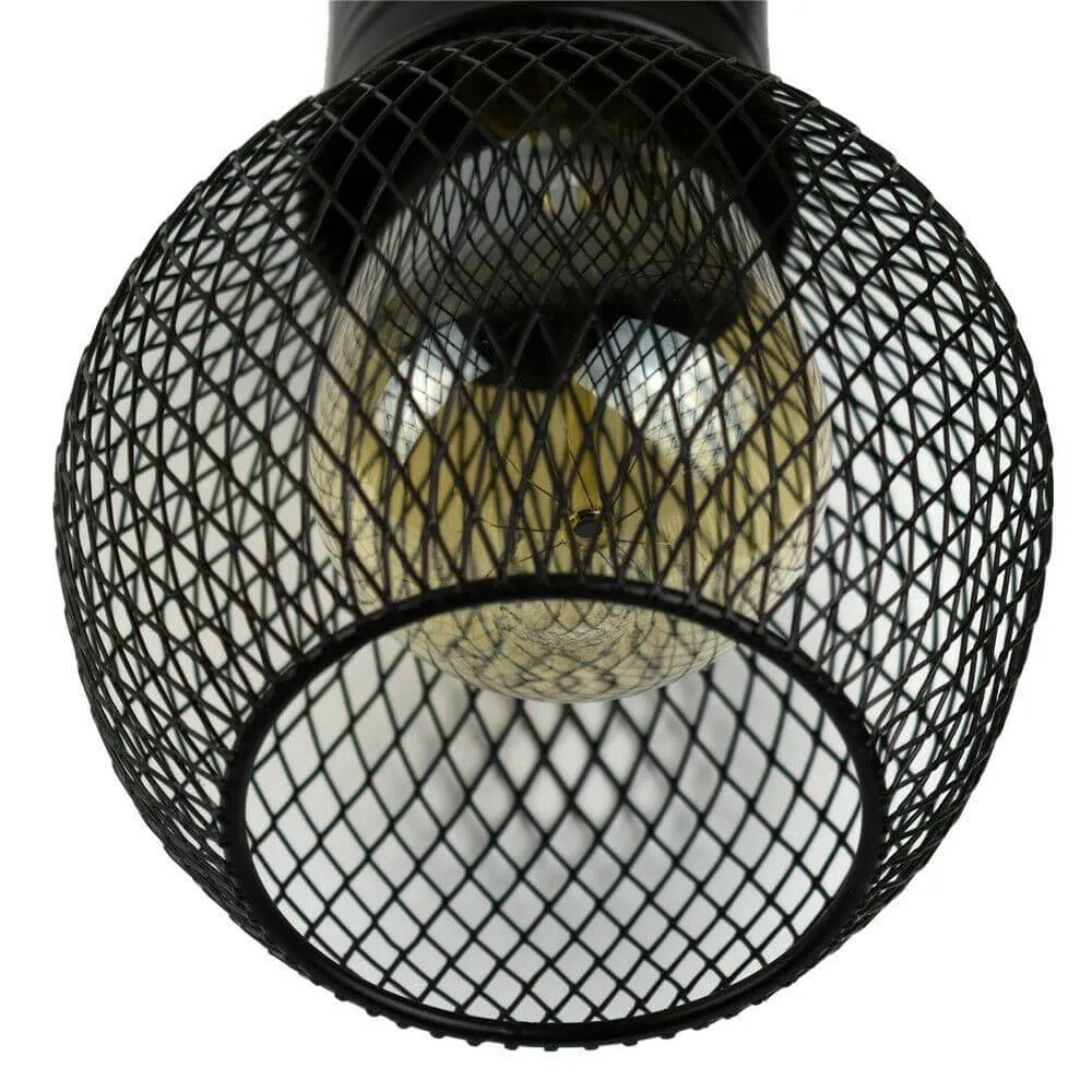 Modern Ceiling Pendant Lamp Cage Fitting Black - Small Vintage Light