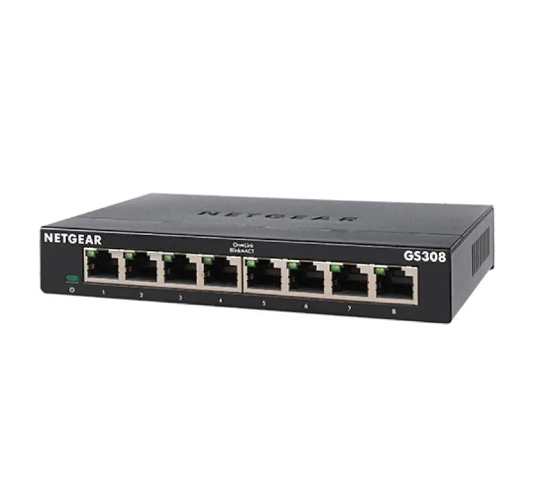 Netgear 8-Port Gigabit Ethernet Unmanaged Switch (GS308) - Desktop, Sturdy Metal Fanless Housing
