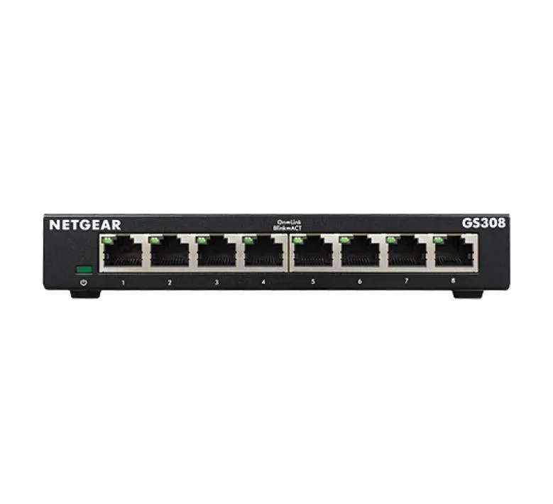 Netgear 8-Port Gigabit Ethernet Unmanaged Switch (GS308) - Desktop, Sturdy Metal Fanless Housing