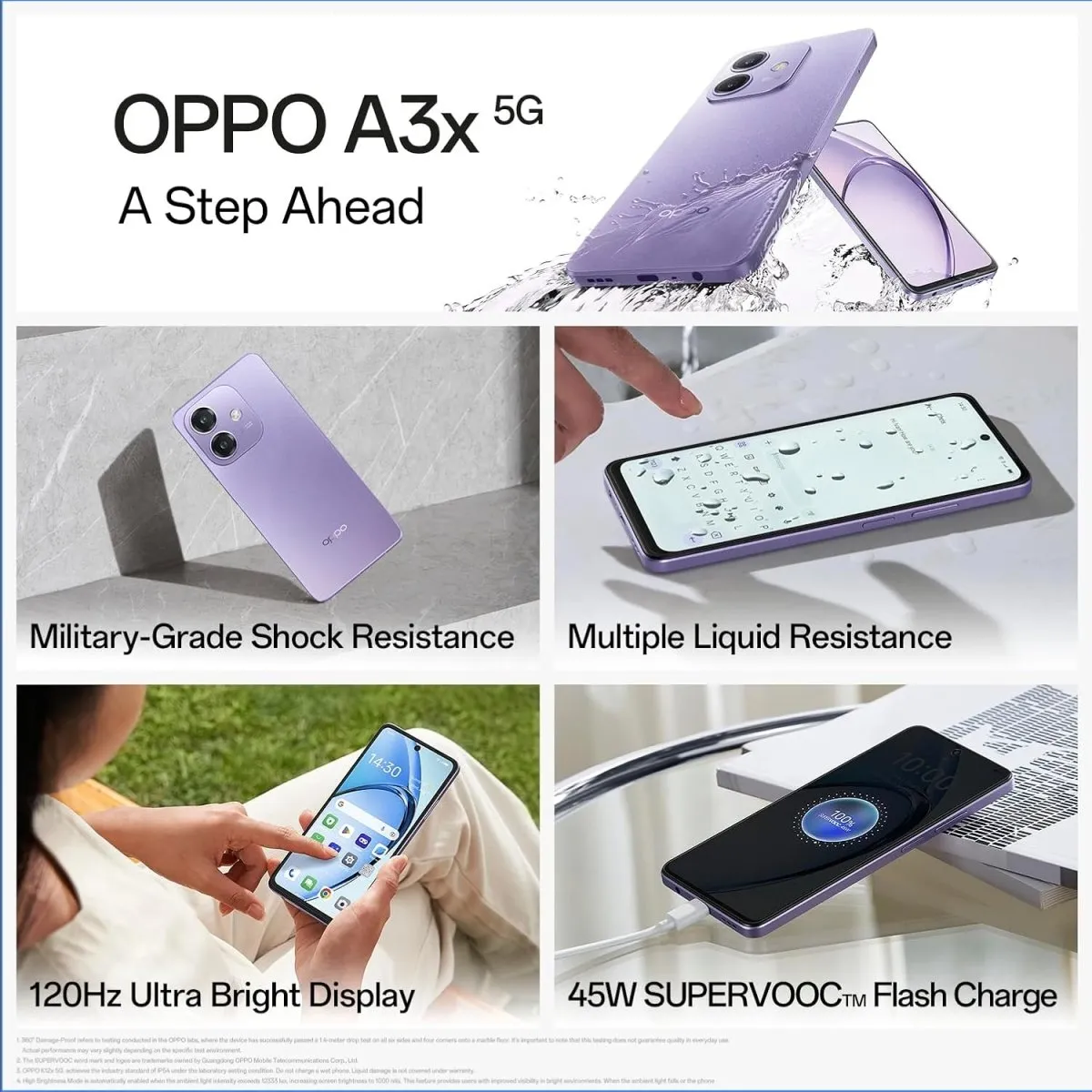 OPPO A3 4G ( 8GB RAM, 256GB Storage)|6.67” HD  120Hz Refresh Rate Screen | 45W SUPERVOOC