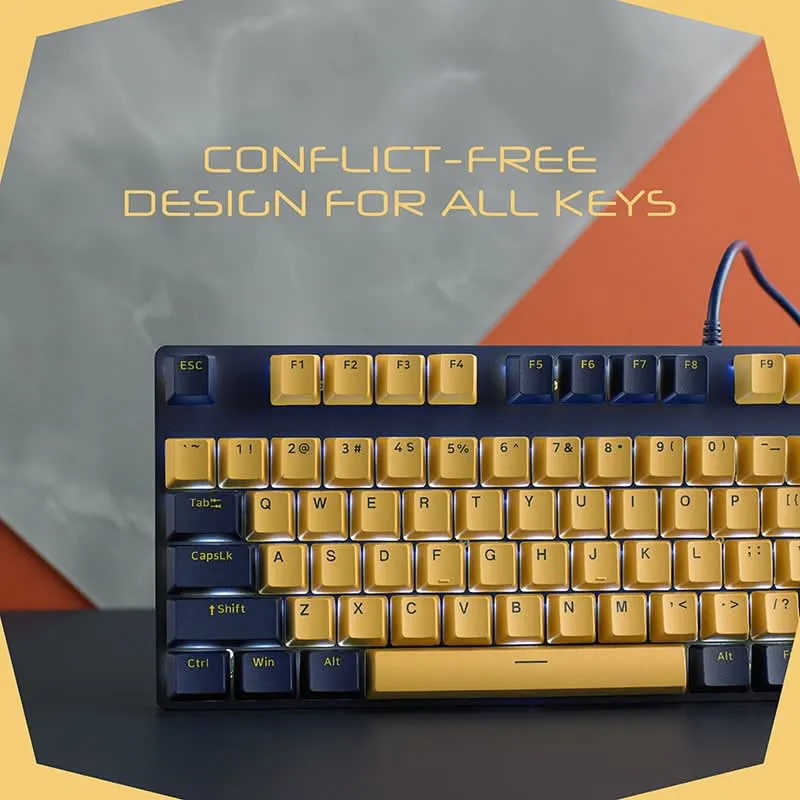 RAPOO V500 PRO MECHANICAL GAMING KEYBOARD YELLOW-BLUE