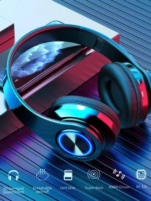 RGB Colorful LED Lights Headphones Over Ear