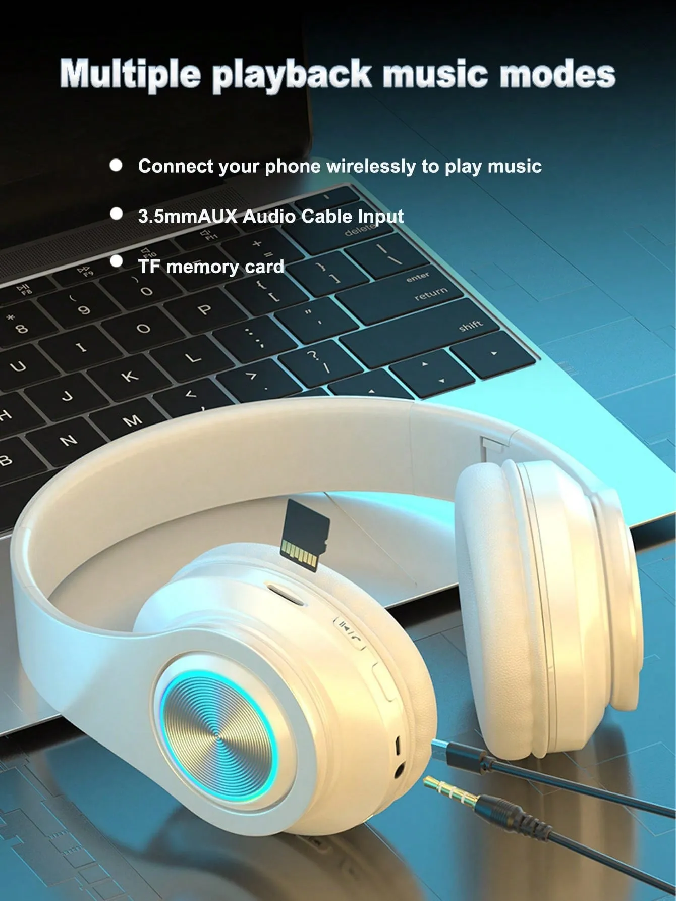 RGB Colorful LED Lights Headphones Over Ear