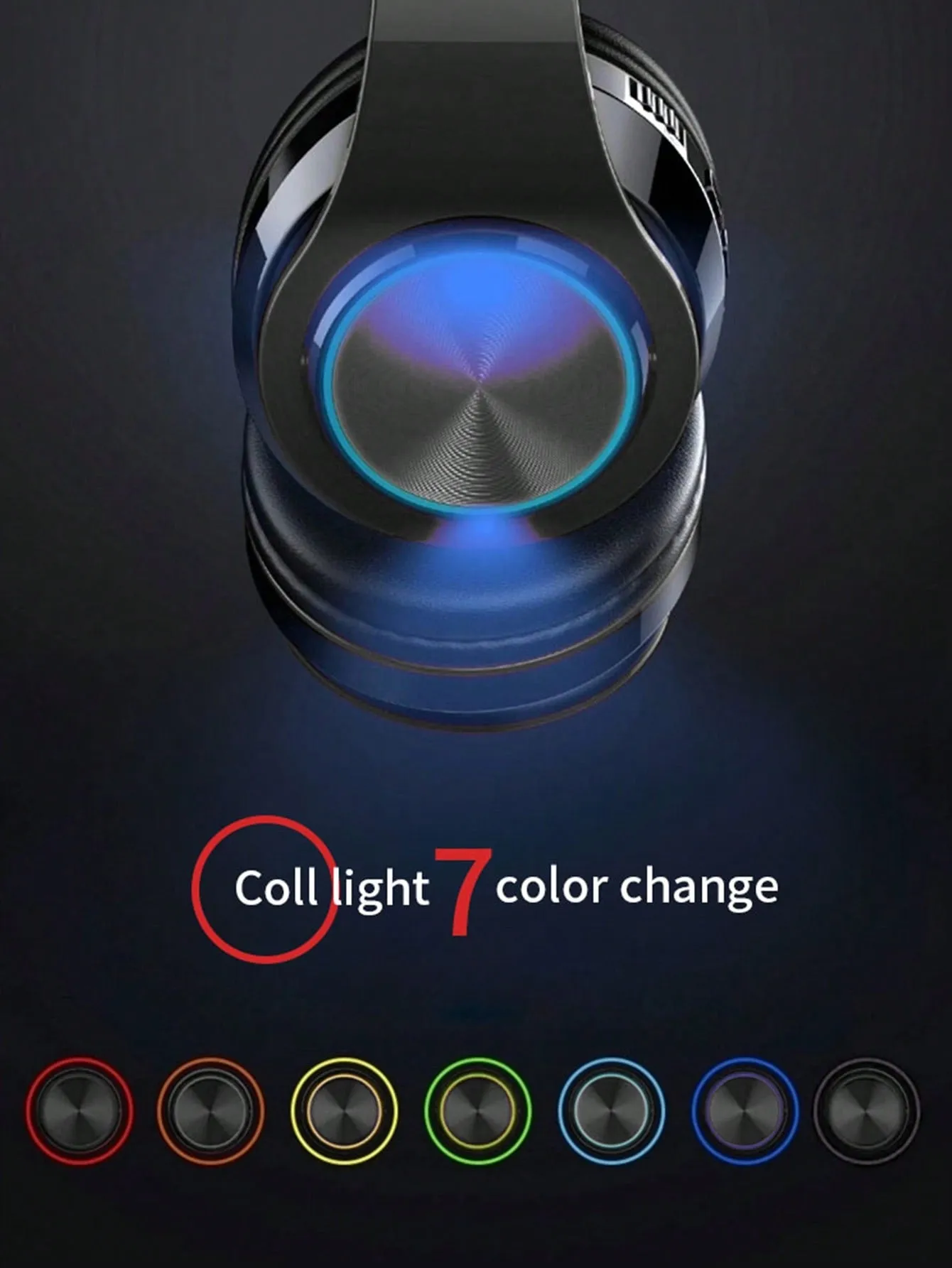 RGB Colorful LED Lights Headphones Over Ear