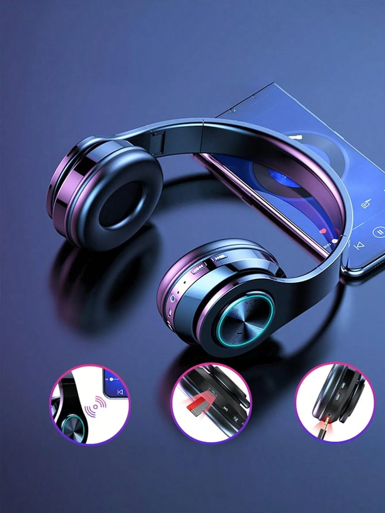 RGB Colorful LED Lights Headphones Over Ear