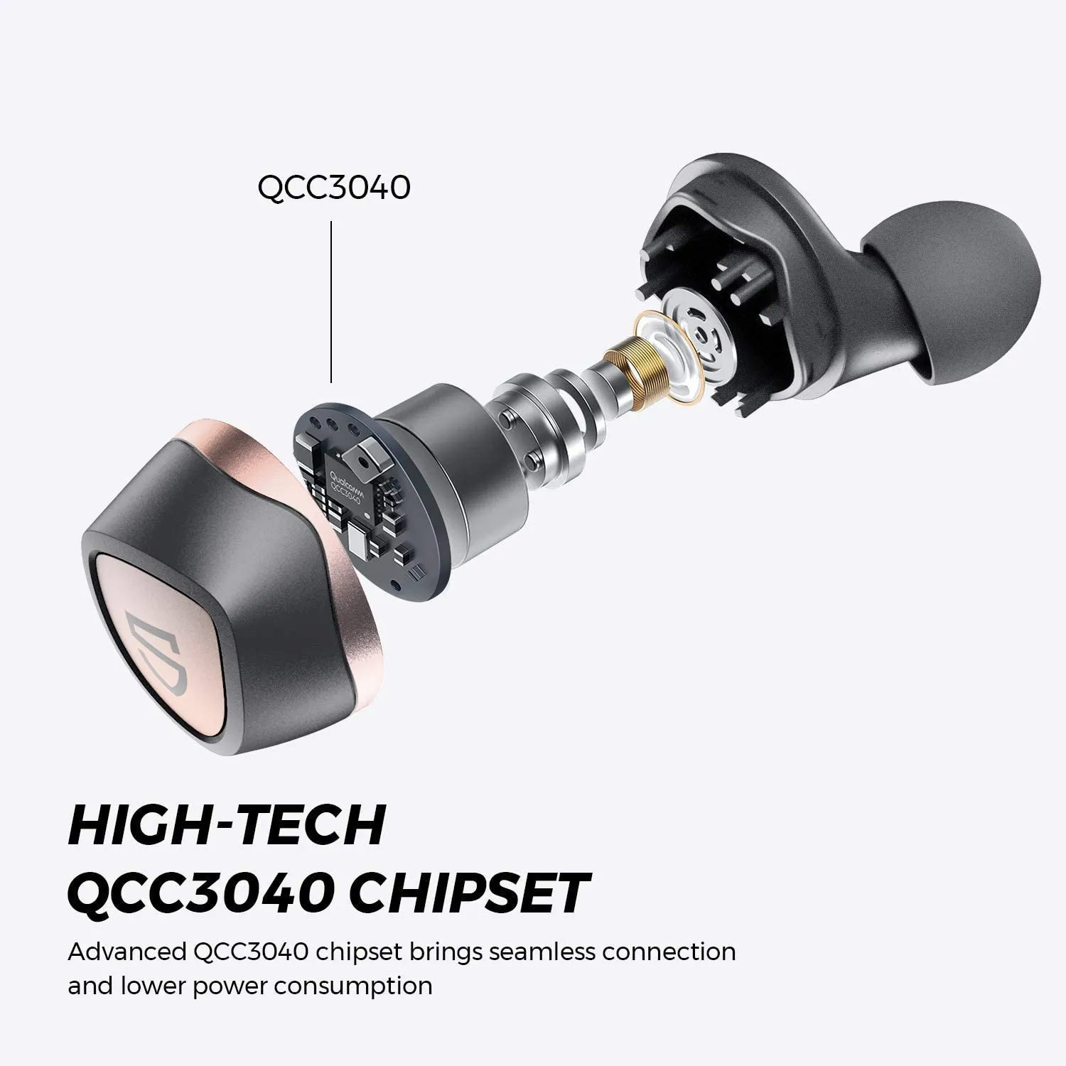 SoundPEATS Sonic Wireless Earbuds with QCC3040, Bluetooth V5.2