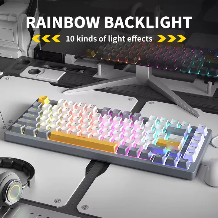 T82 لوحة مفاتيح سلكية مدمجة TKL للكمبيوتر . T82 Compact Wired TKL Gaming Keyboard 82 Red Keys