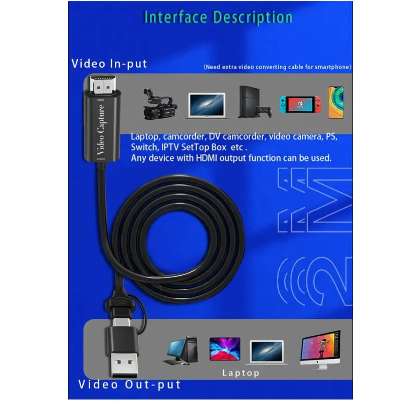Usb A/Usb C 2-In-1 Connector Cable Hu-12
