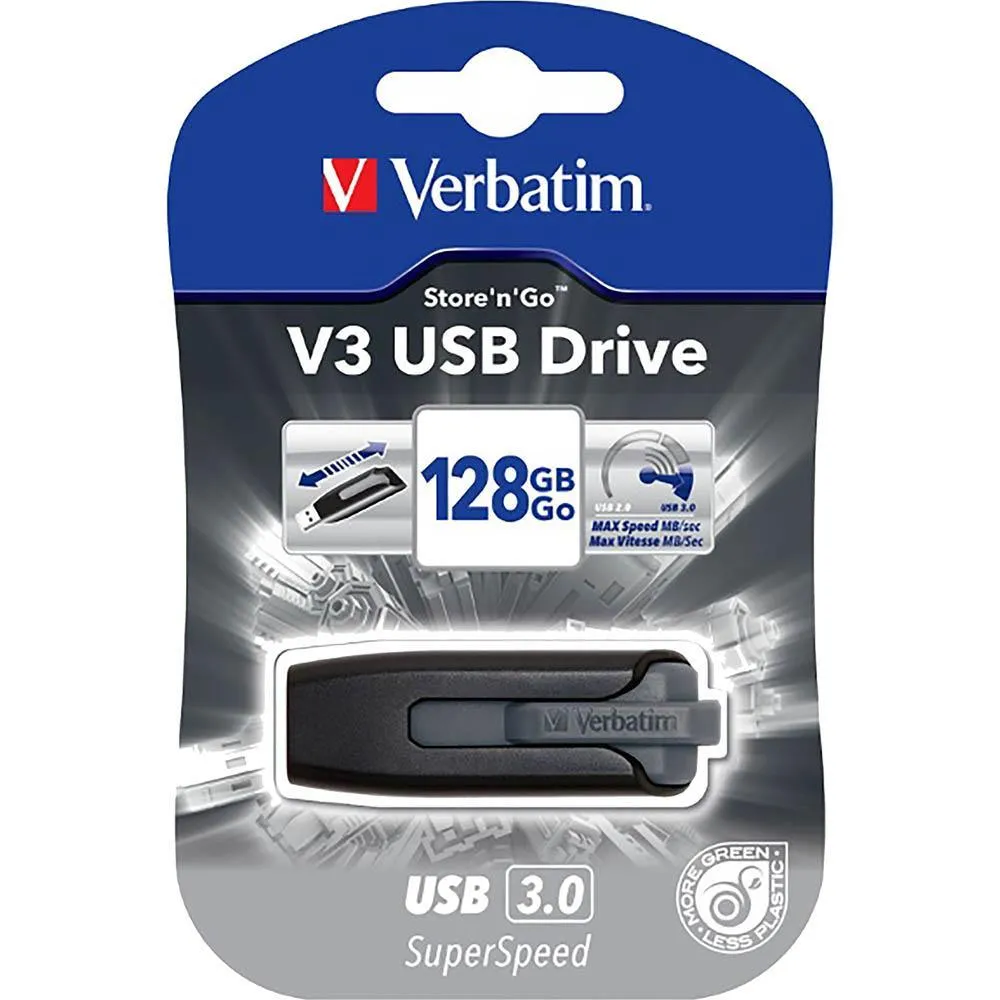 Verbatim Store-N-Go V3 Flash Drive 2.0 128Gb Grey