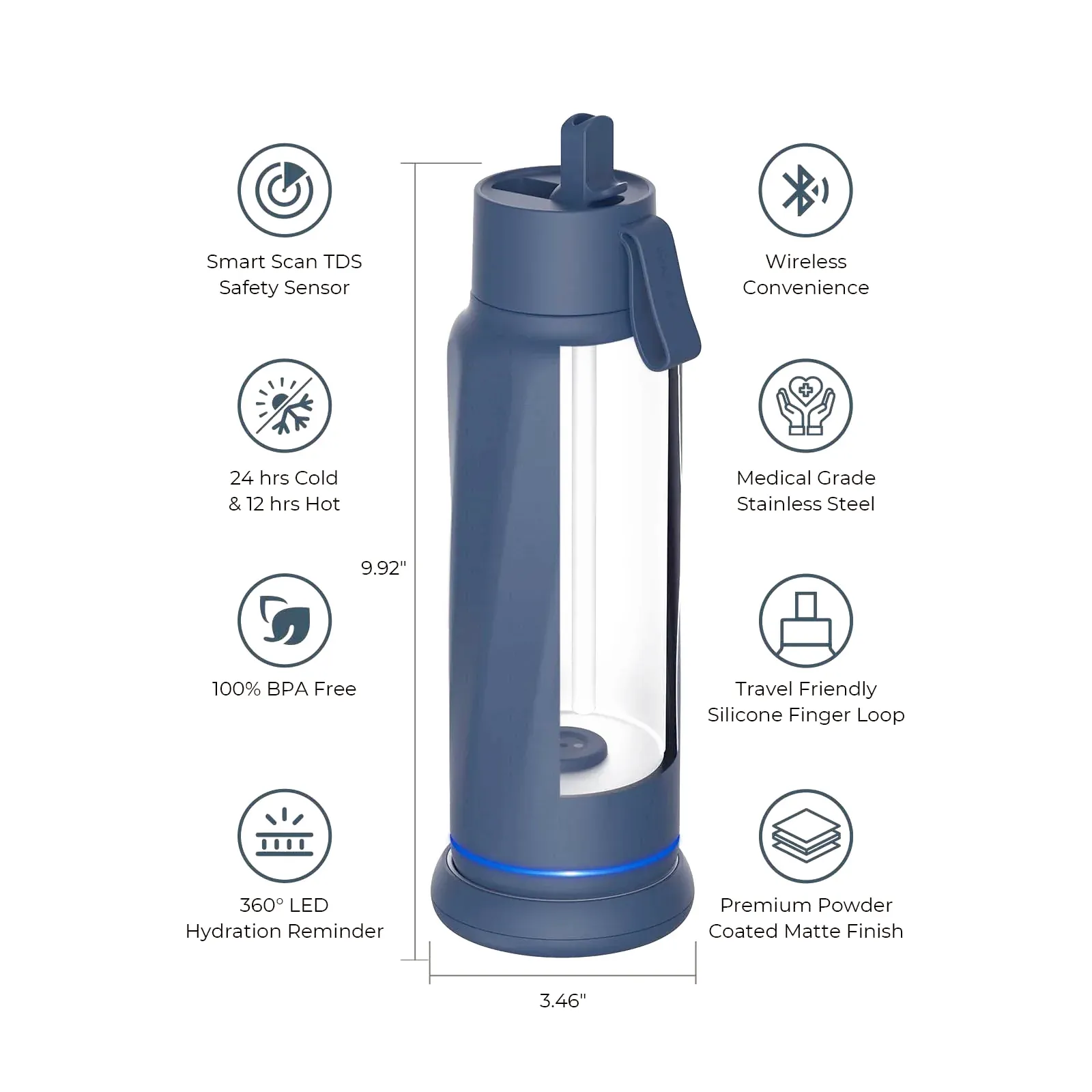 WaterH Vita Smart Water Bottle with Filter, 18 oz