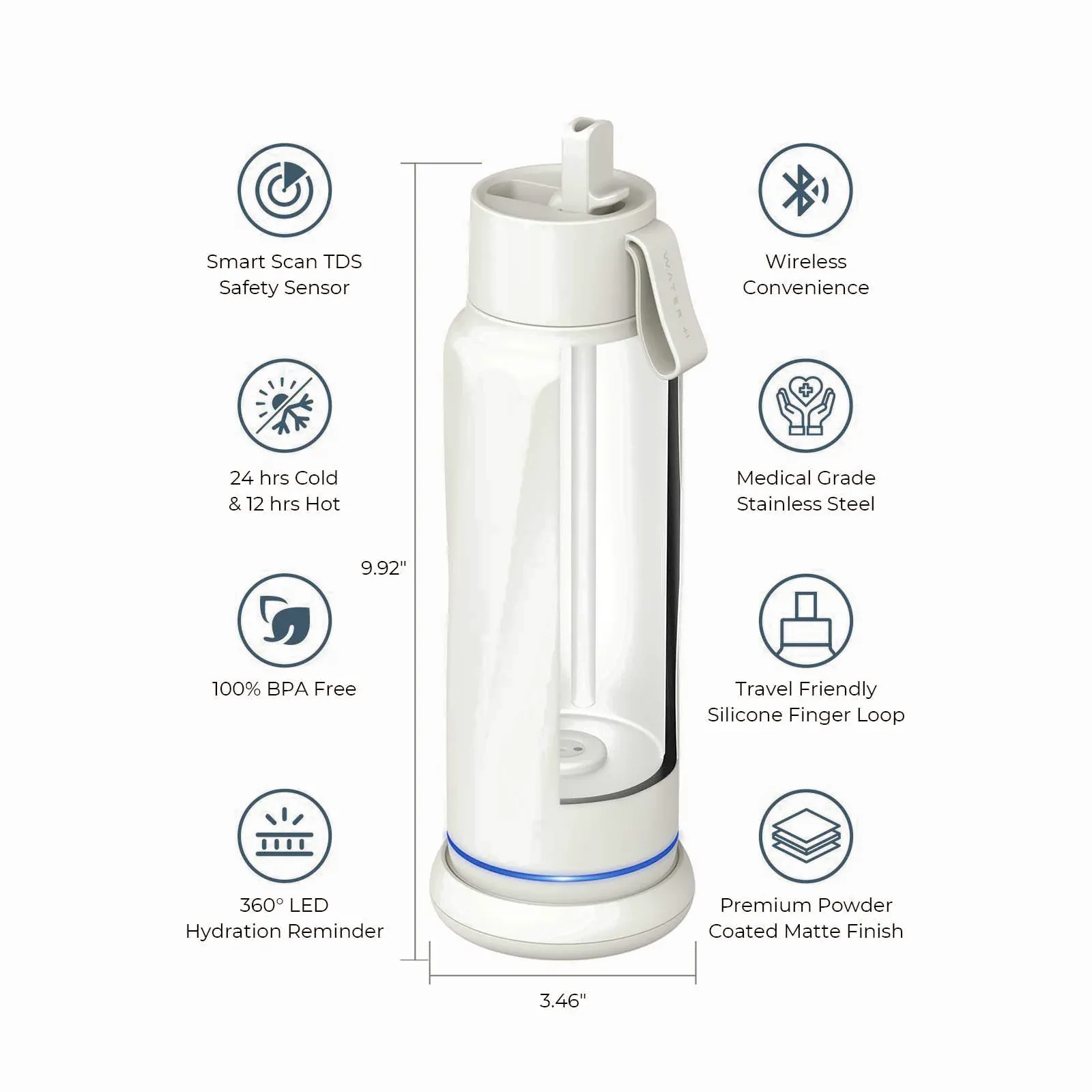 WaterH Vita Smart Water Bottle with Filter, 18 oz