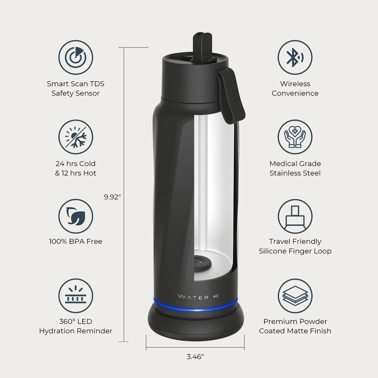WaterH Vita Smart Water Bottle with Filter, 18 oz