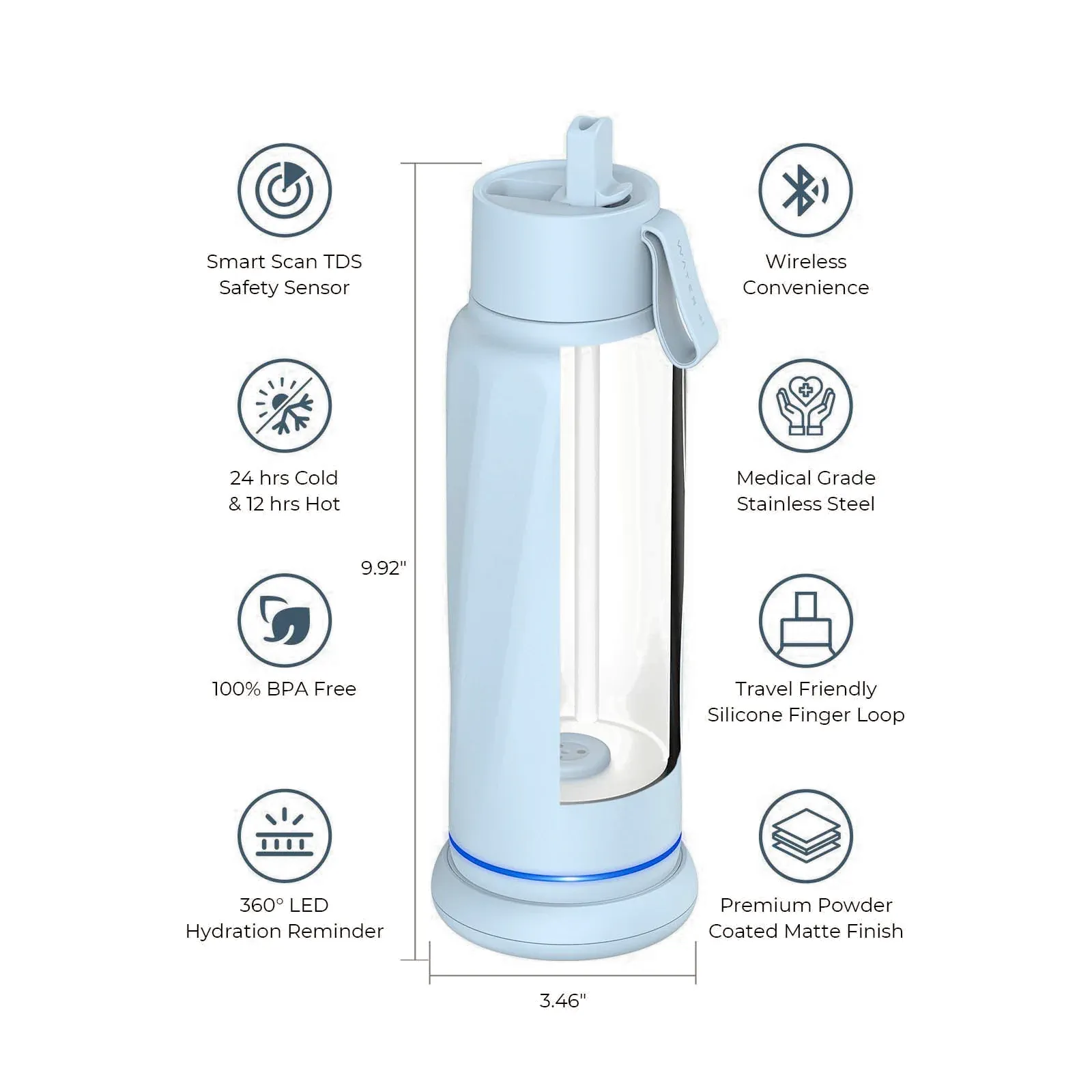 WaterH Vita Smart Water Bottle with Filter, 18 oz