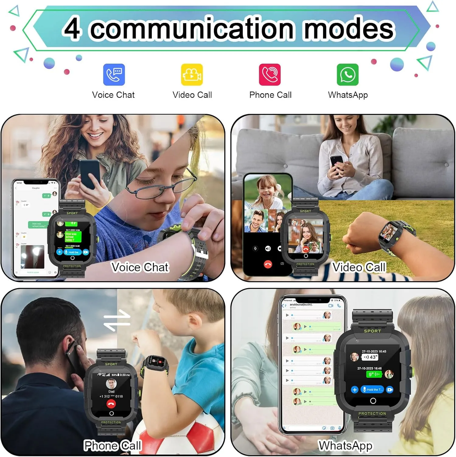Wonlex 4G GPS Smart Watch for Kids with SIM Card, 1.4" Touch Screen Kids Smartwatch for Boys Girls Gift, Kids Phone Watch with Video Calls/Voice Chat/Camera/Music/Alarm/SOS/Pedometer